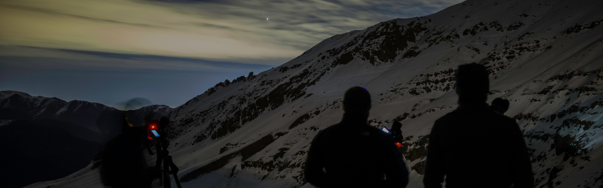 Mountain ridge at night