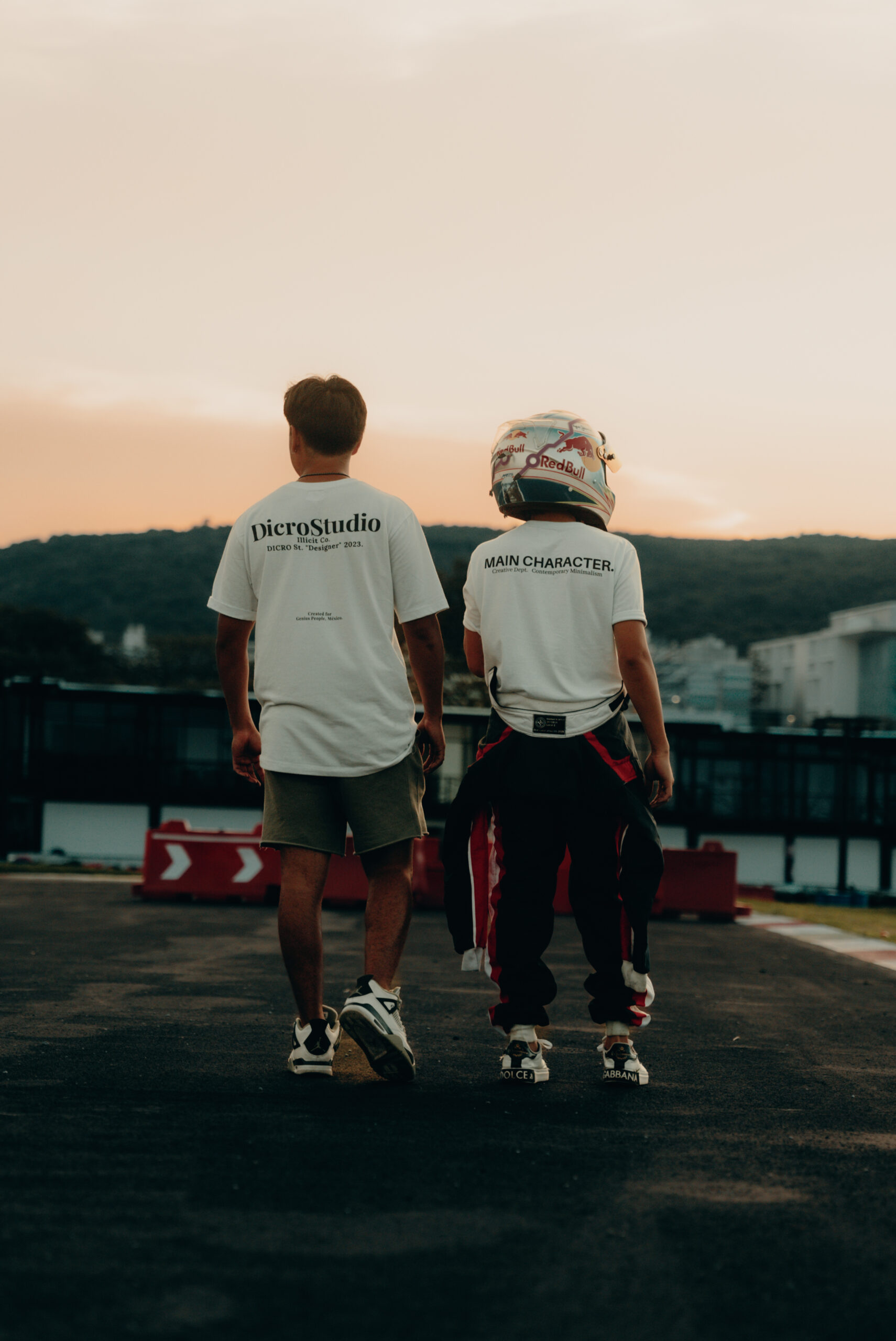 Friends walking on track